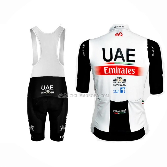 2023 Ropa Ciclismo Uae Negro Blanco Mangas Cortas y Culotte Corto